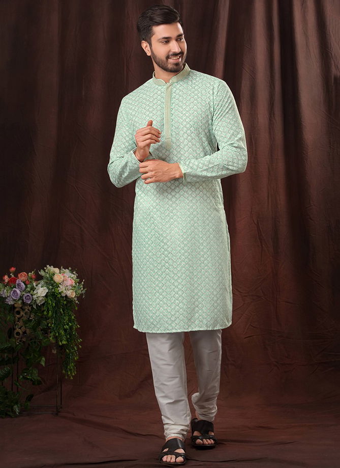 Pista Green Colour Venecia New Latest Designer Ethnic Wear Chikankari Kurta Pajama Collection 1517-10